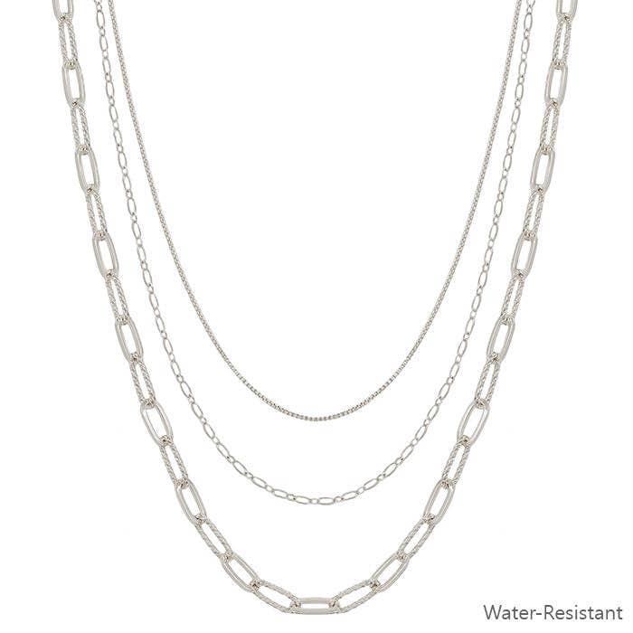 Water Resistant Triple Layered Clip Chain Necklace