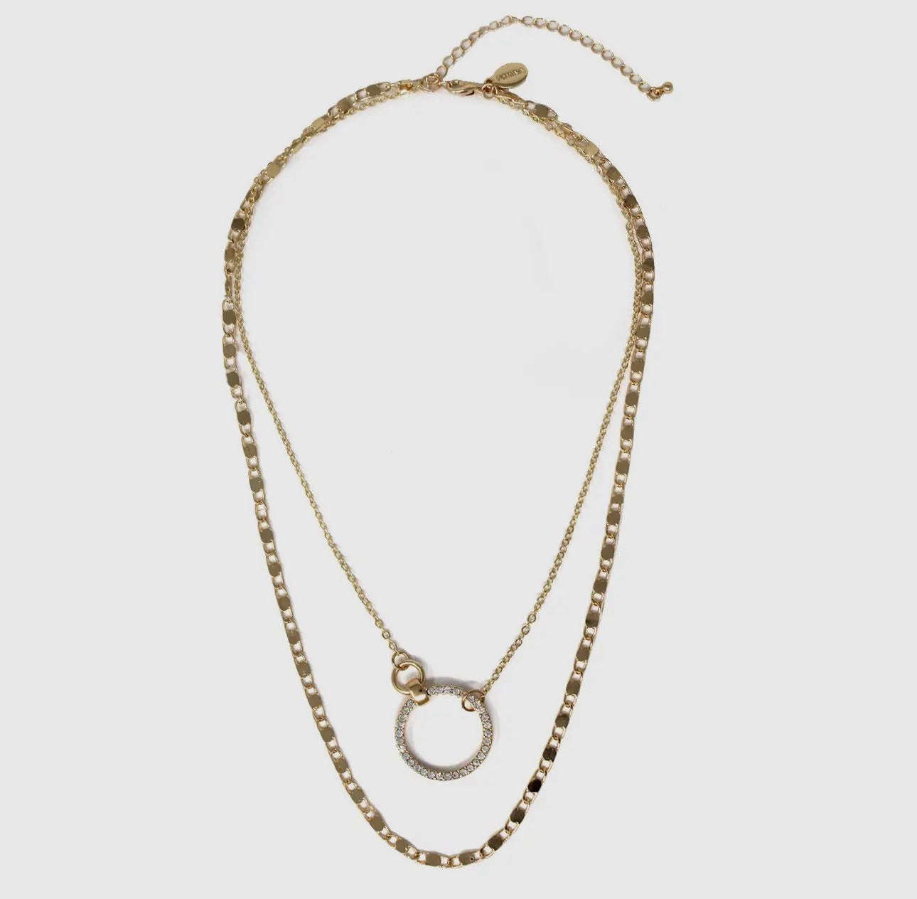 Gold Chain with Rhinestone Circle Necklace