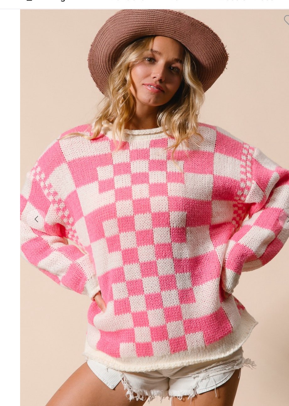 Pink Checkered Sweater