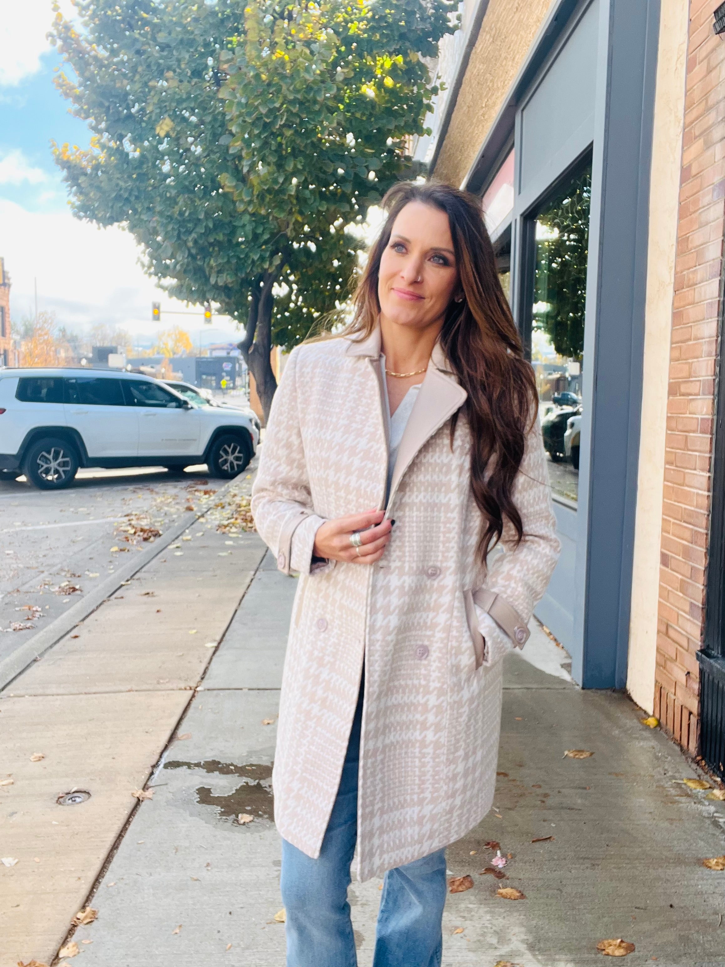 Houndstooth Trench Coat