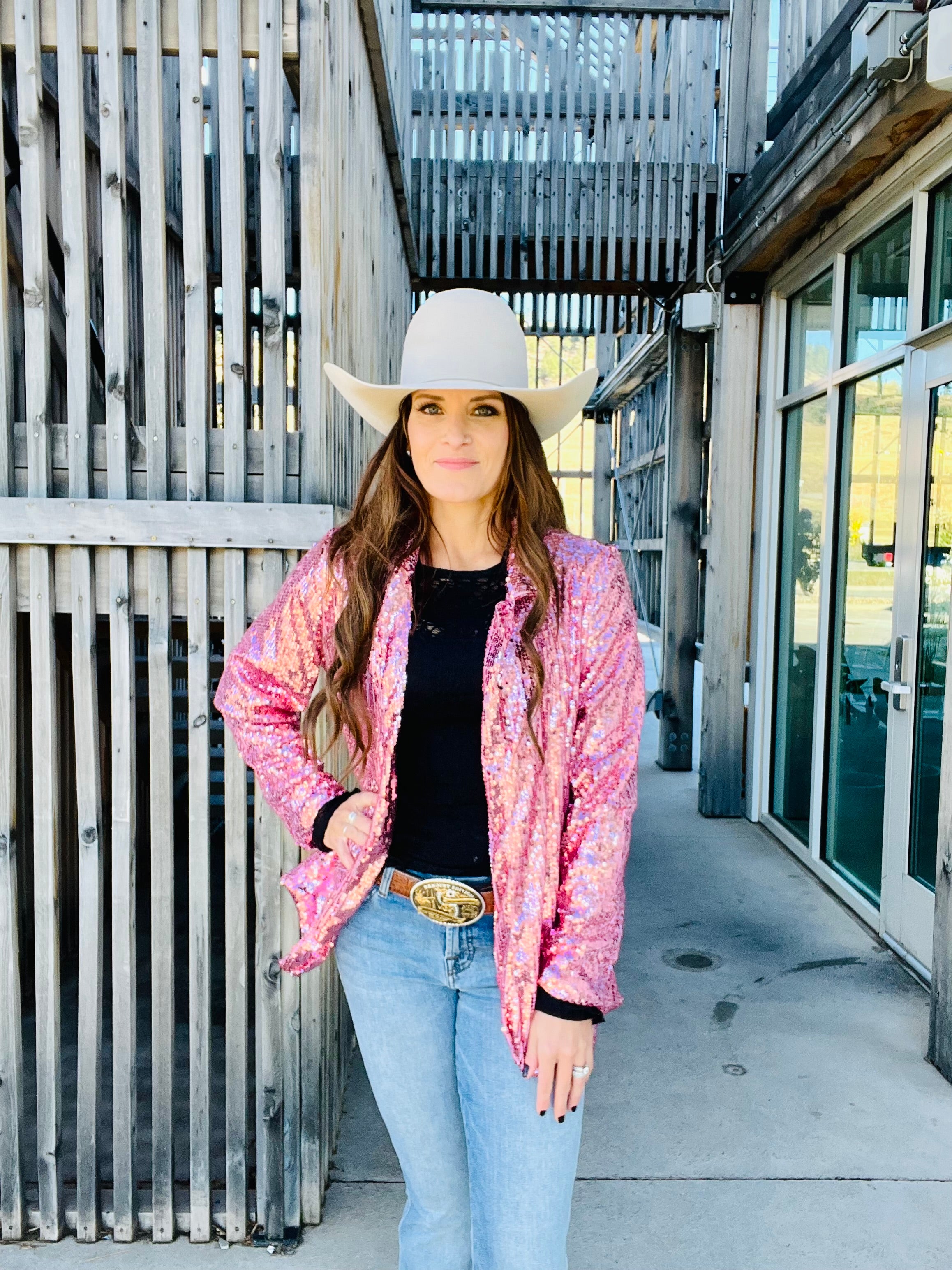 Pink Sequin Blazer