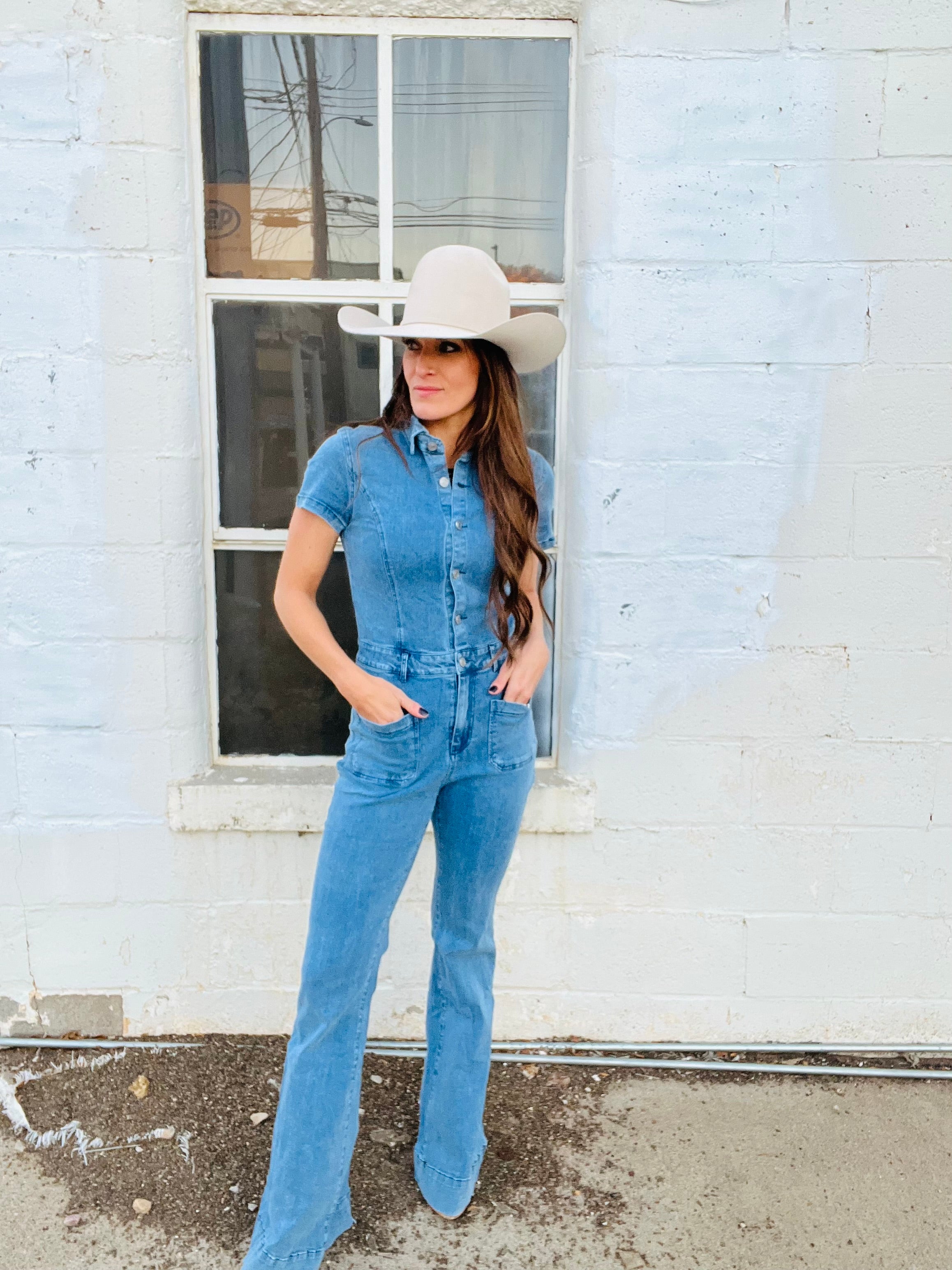 Denim Flared Jumpsuit