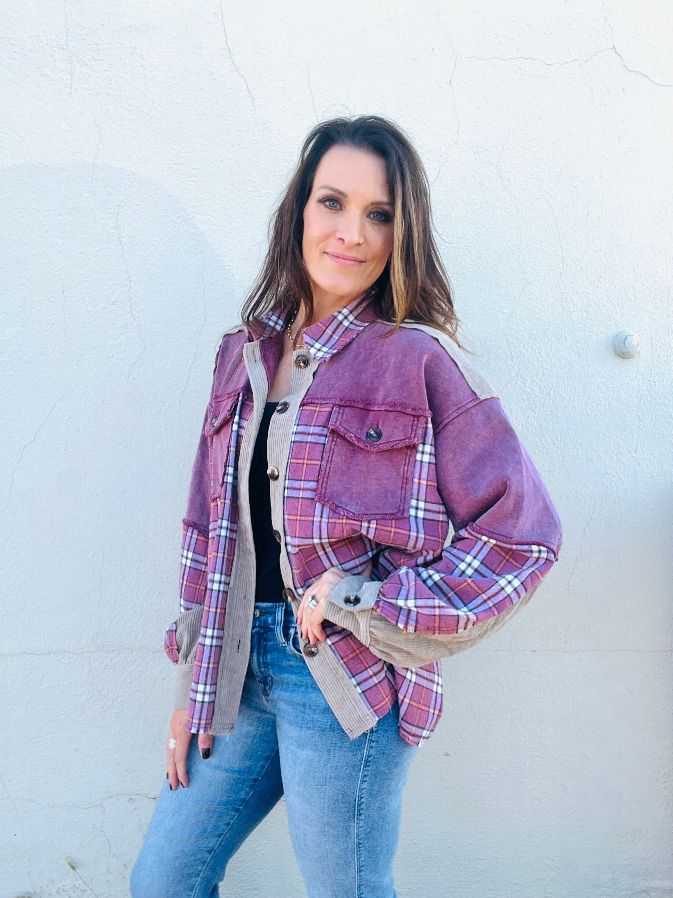 Corduroy Plaid Shacket