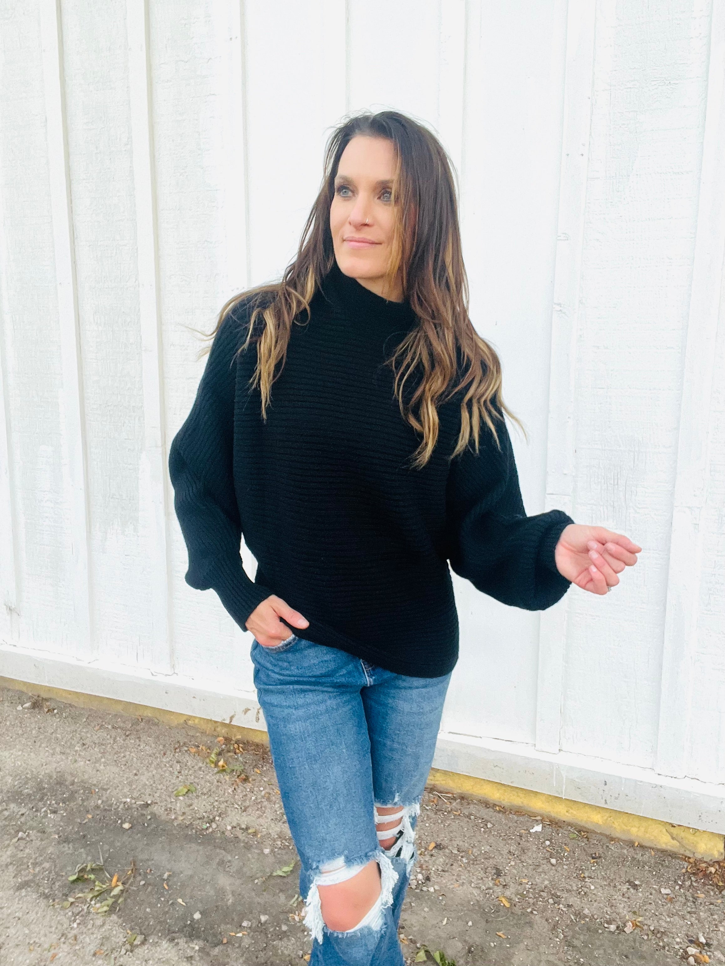 Mock Neck Dolman Sweater