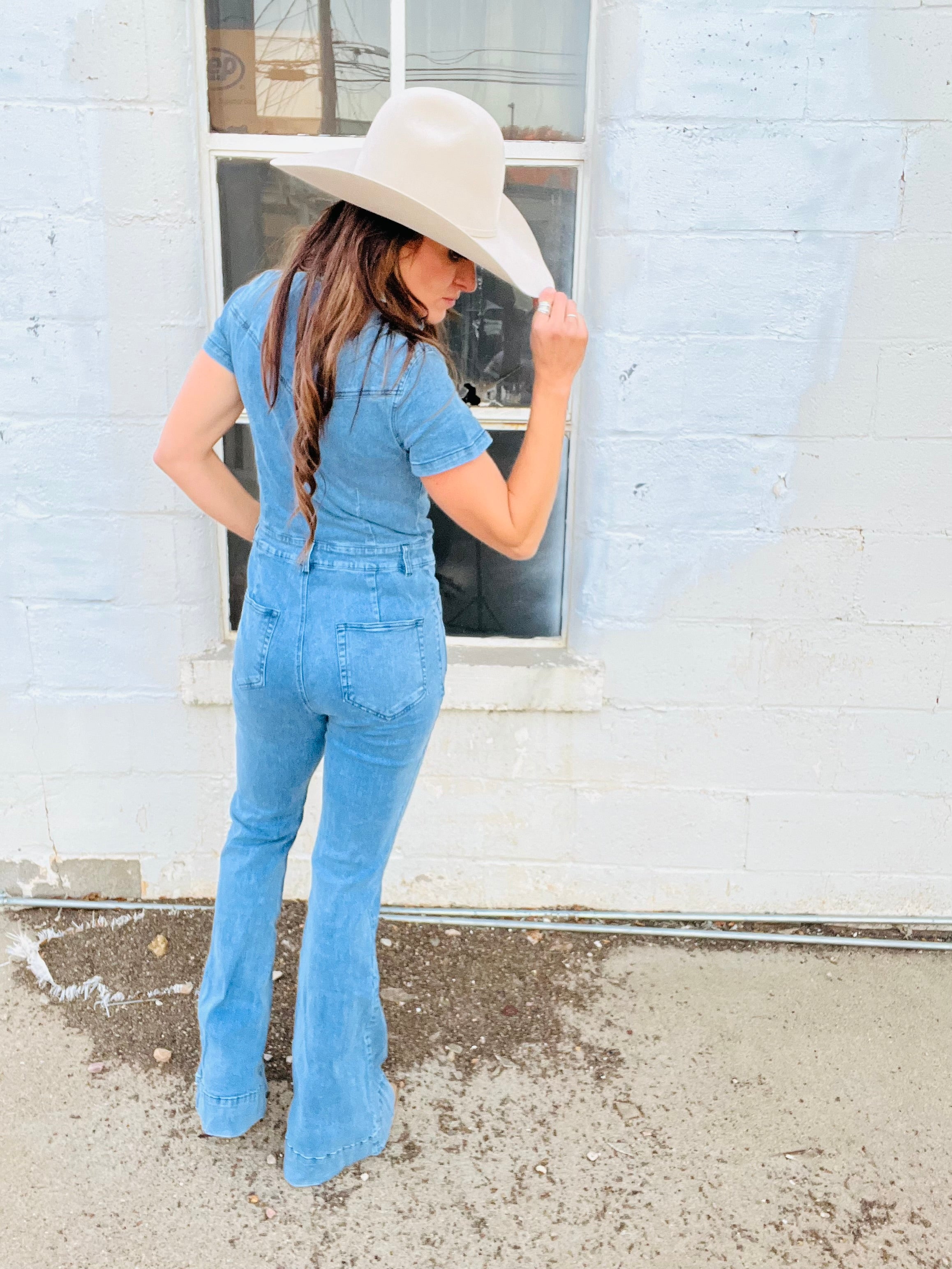 Denim Flared Jumpsuit