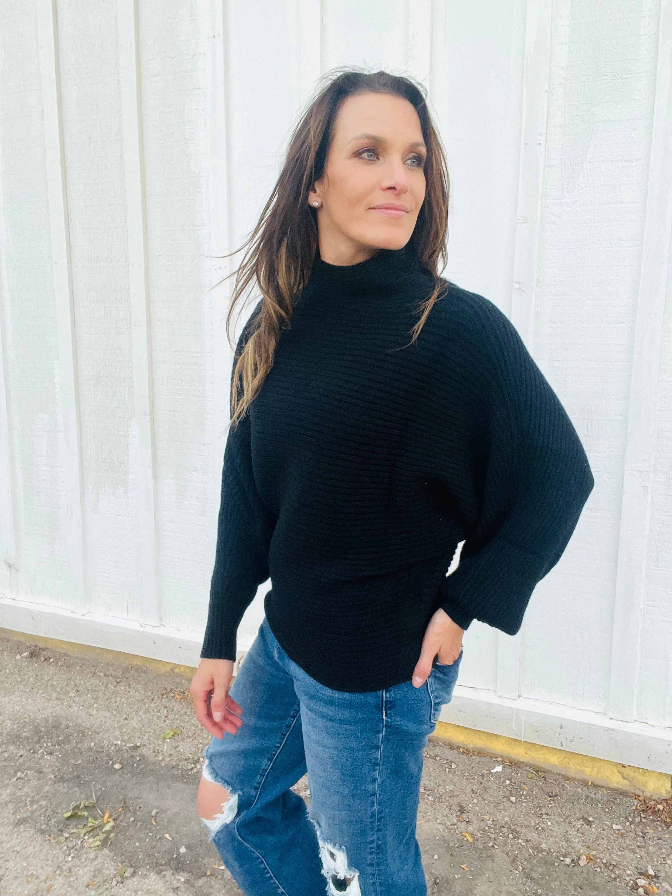 Mock Neck Dolman Sweater