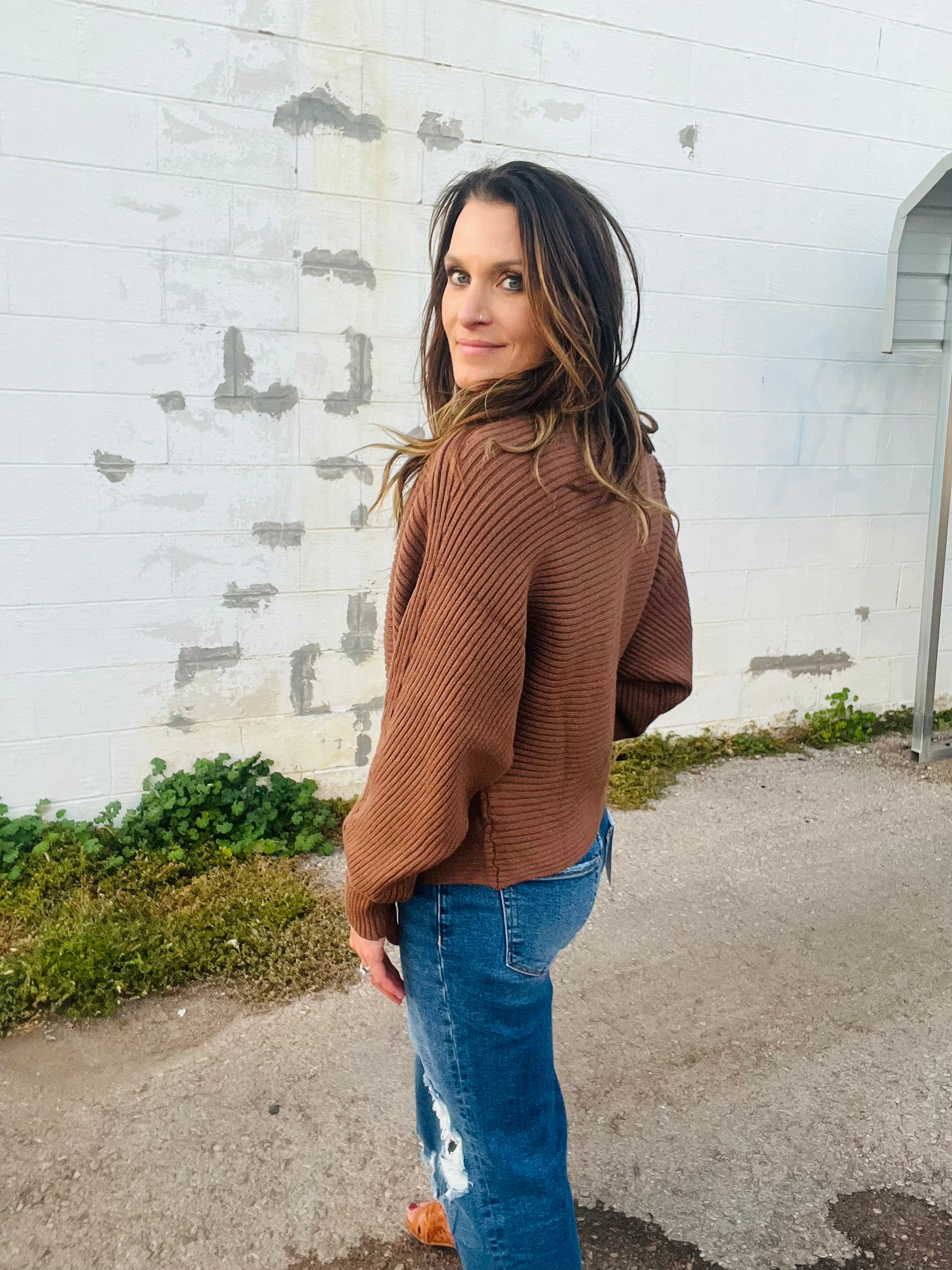 Mock Neck Dolman Sweater