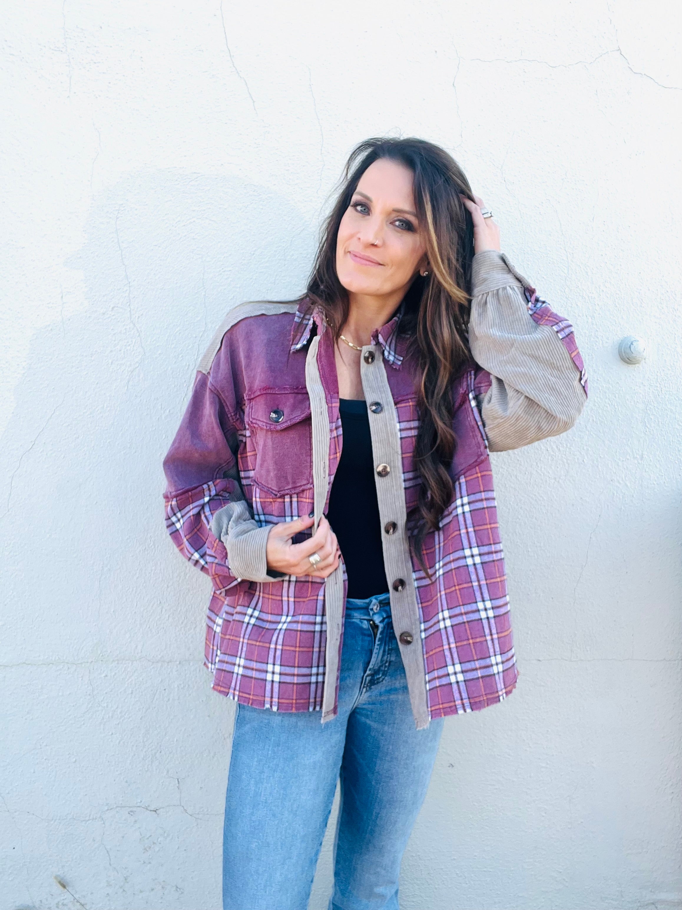 Corduroy Plaid Shacket