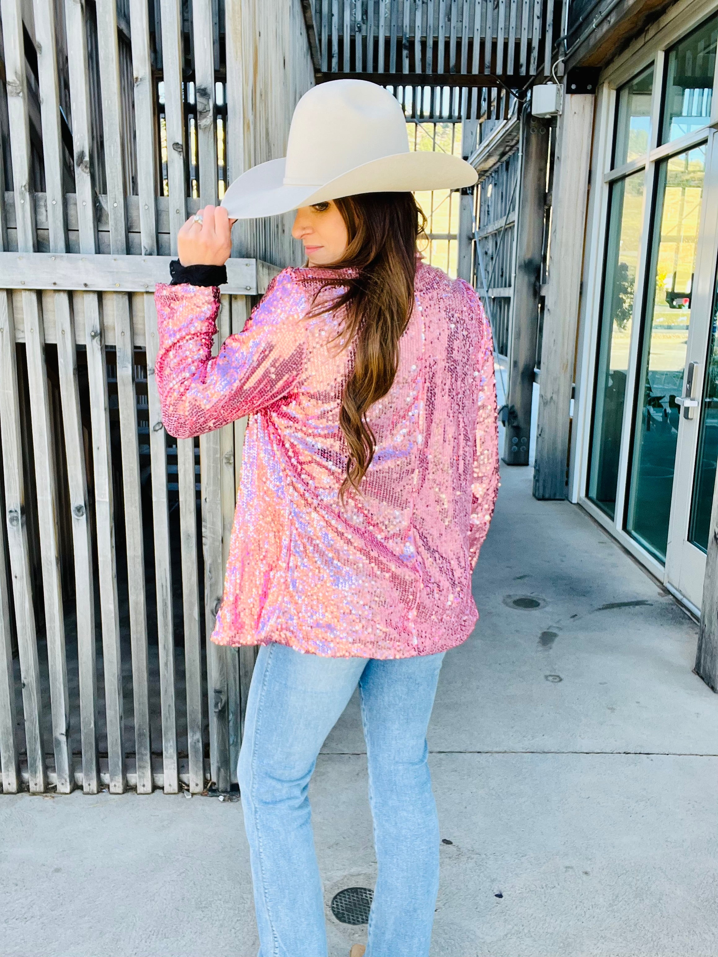 Pink Sequin Blazer