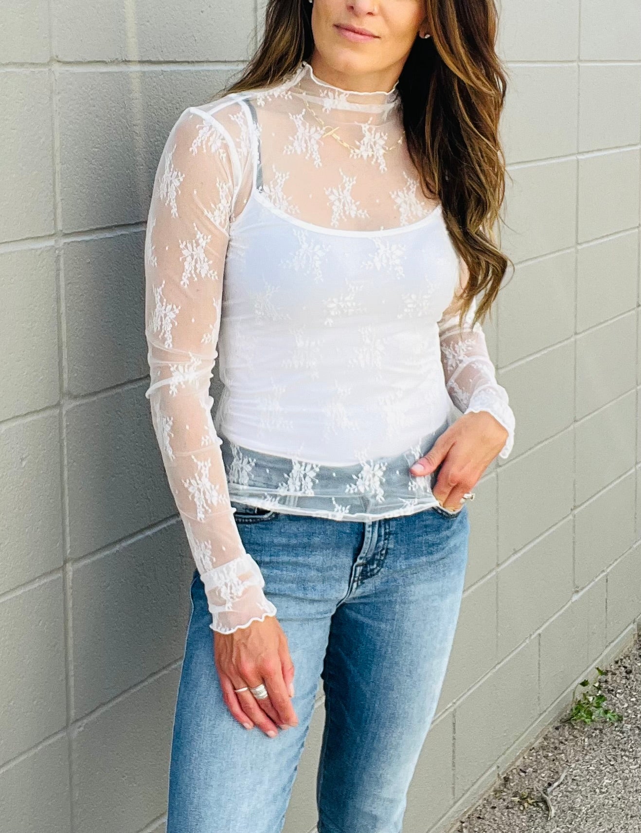 All Over Sheer Lace Top