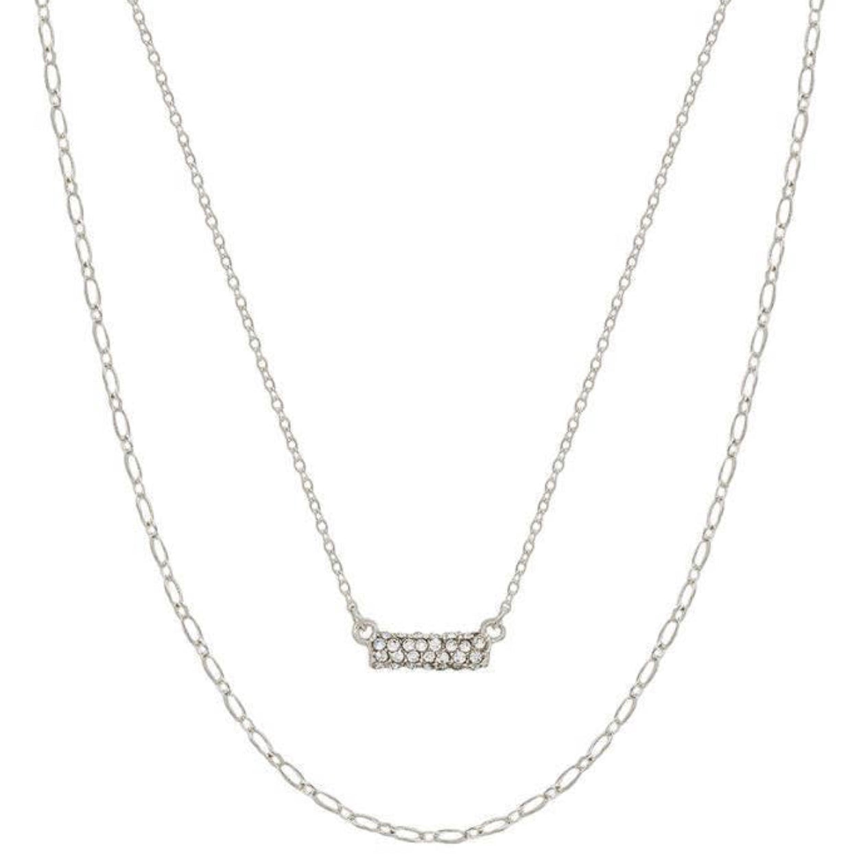 Rhinestone Bar with Layered Chain