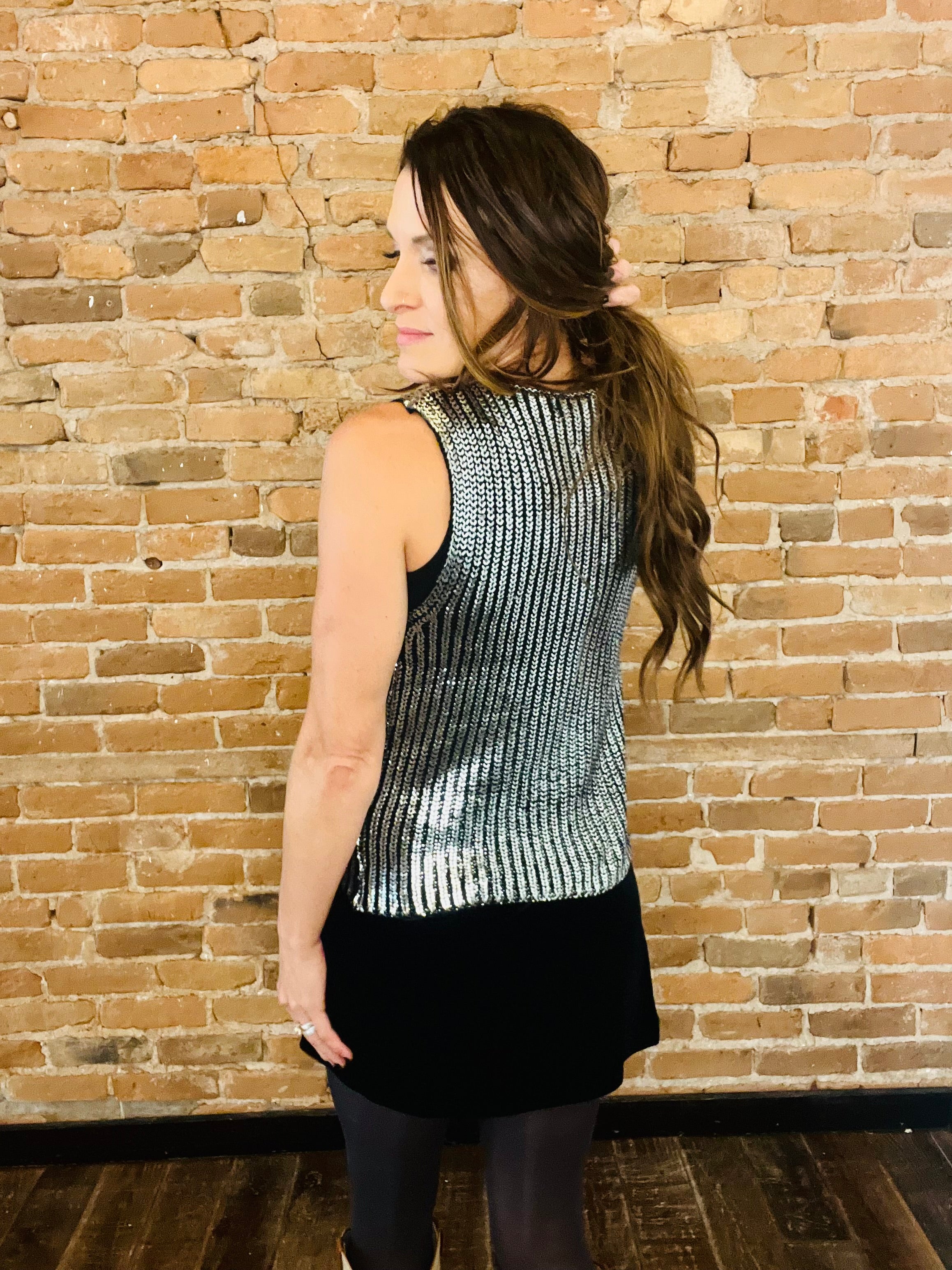 ELAN Metallic Sweater Tank