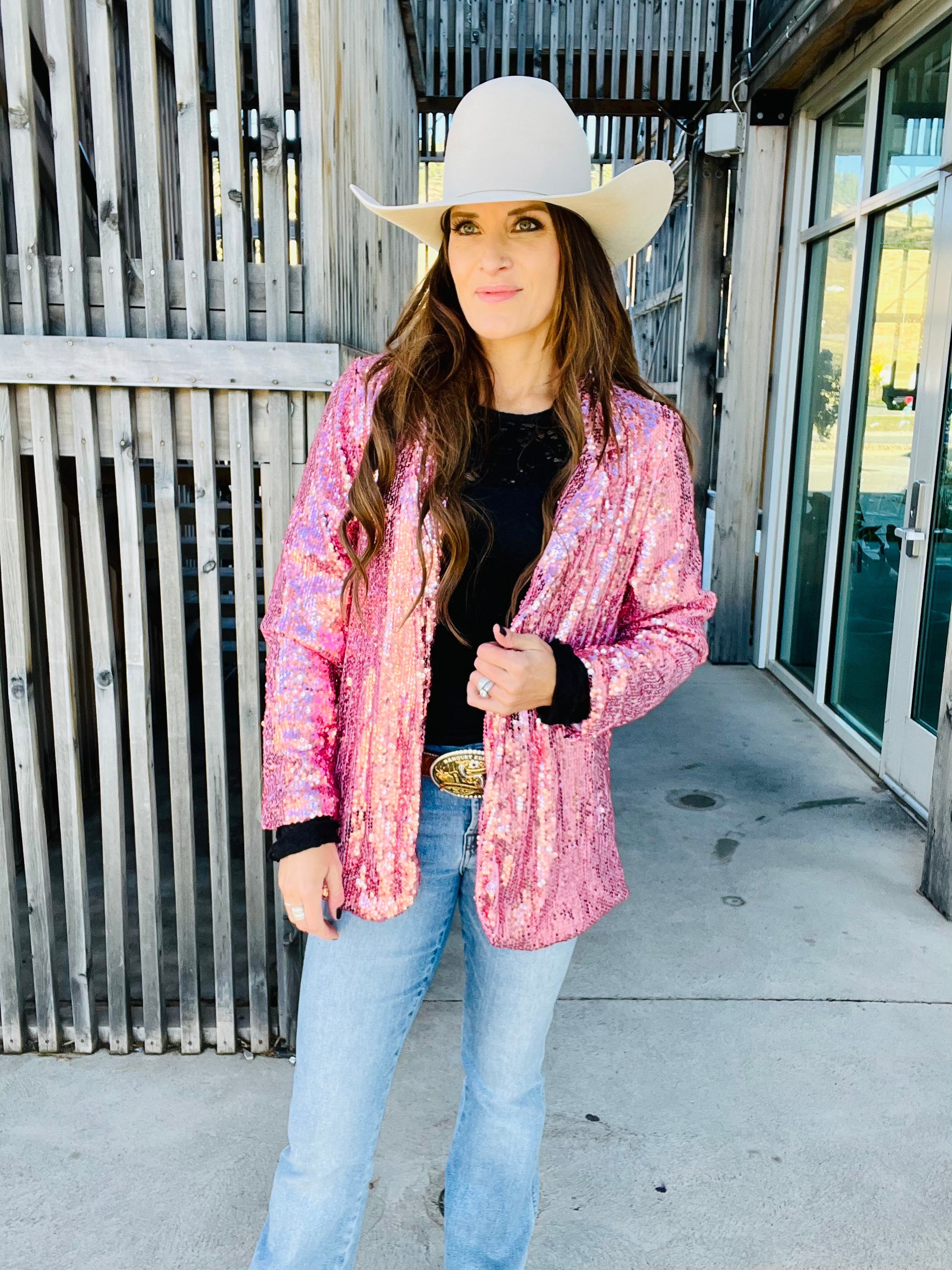 Pink Sequin Blazer