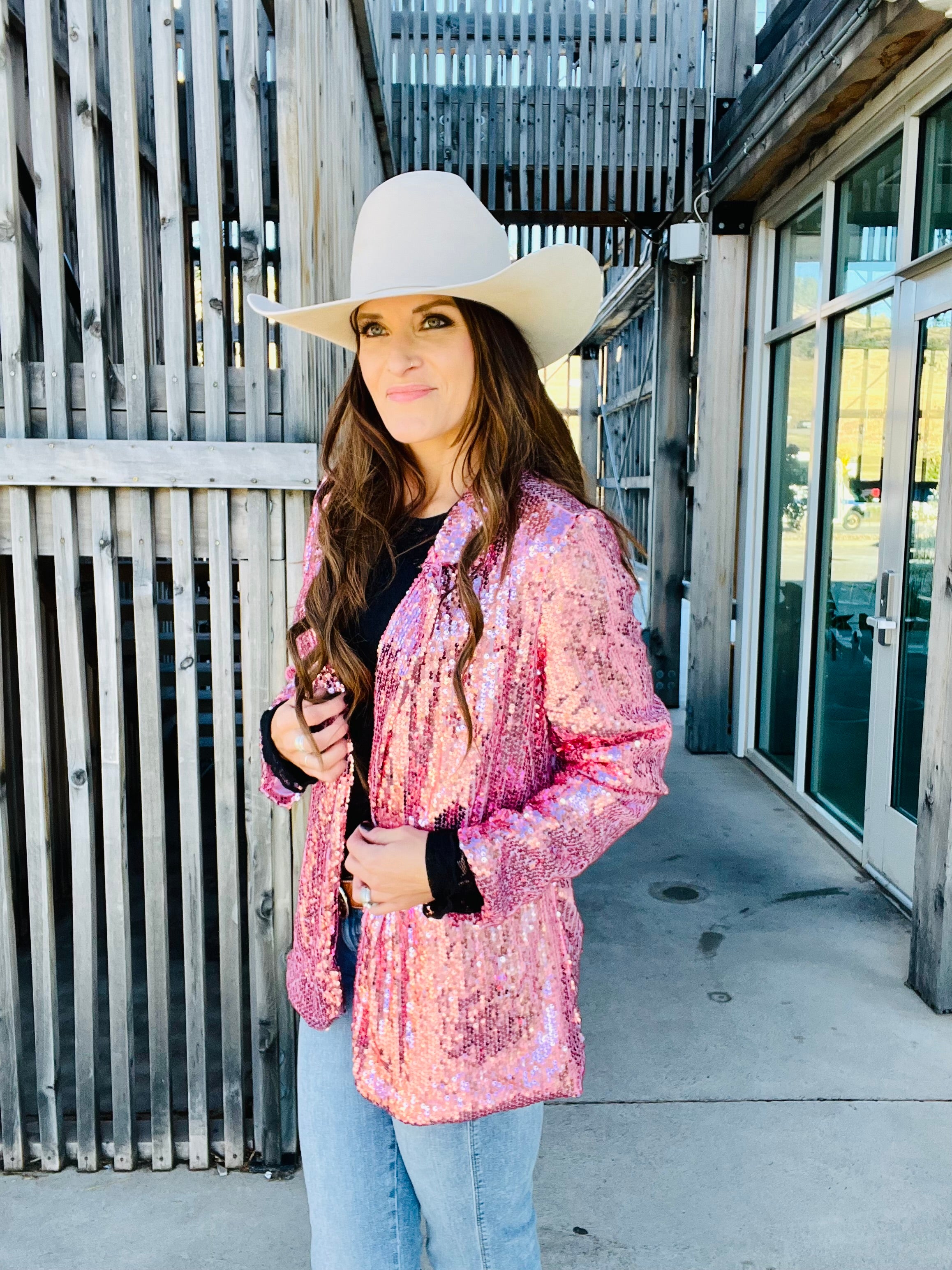 Pink Sequin Blazer