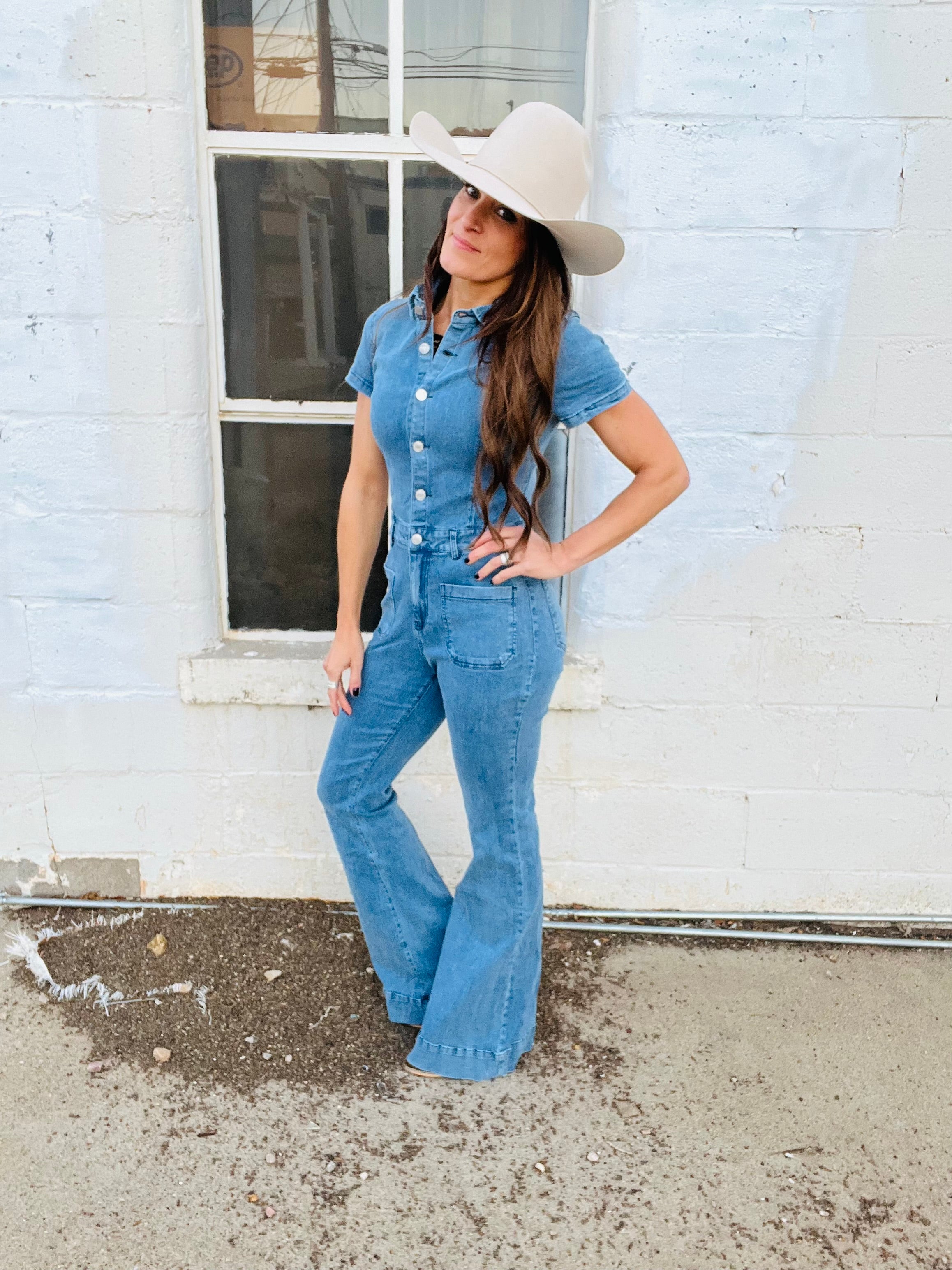 Denim Flared Jumpsuit