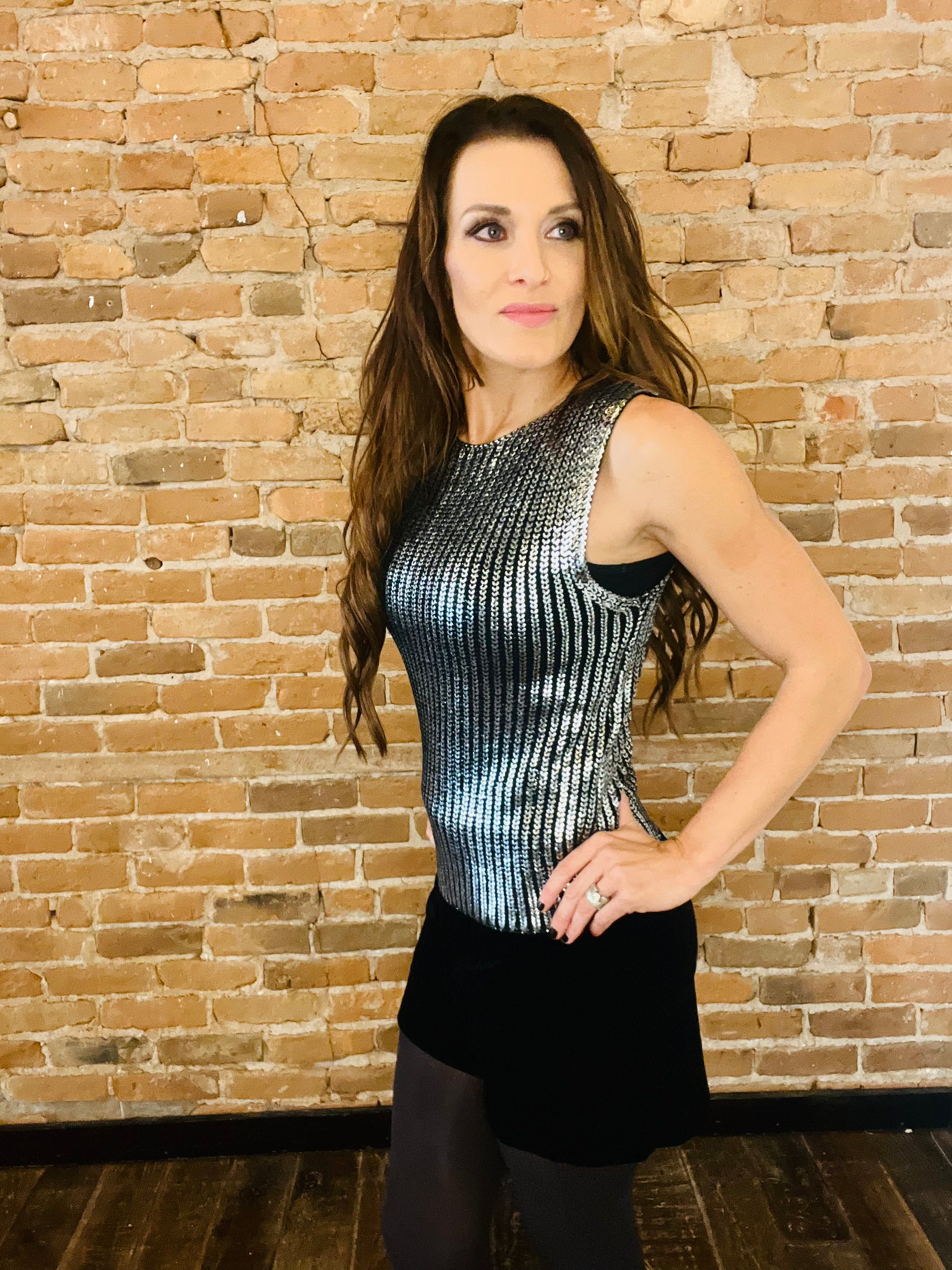 ELAN Metallic Sweater Tank