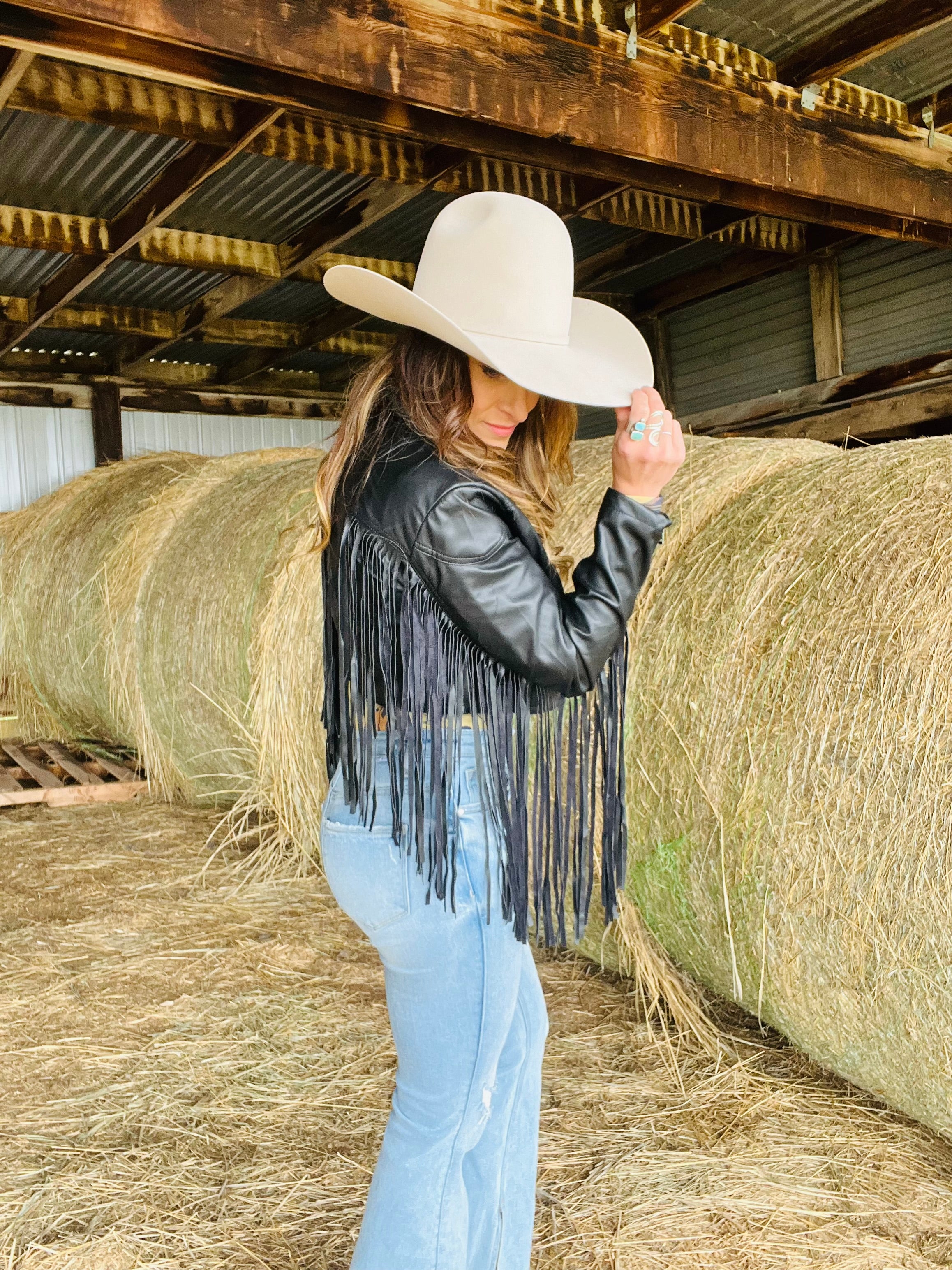 Lyra Leather Fringe Jacket