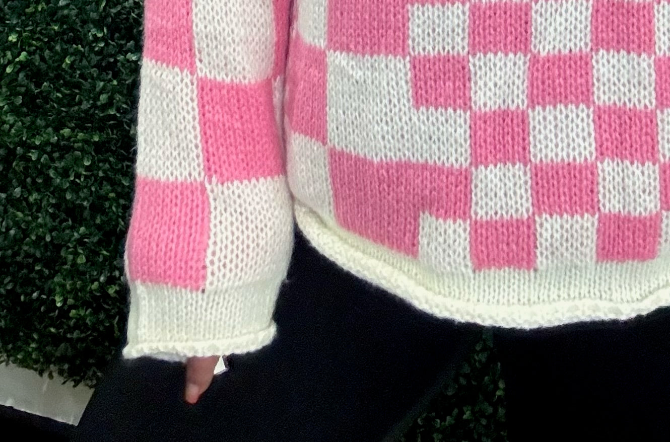 Pink Checkered Sweater