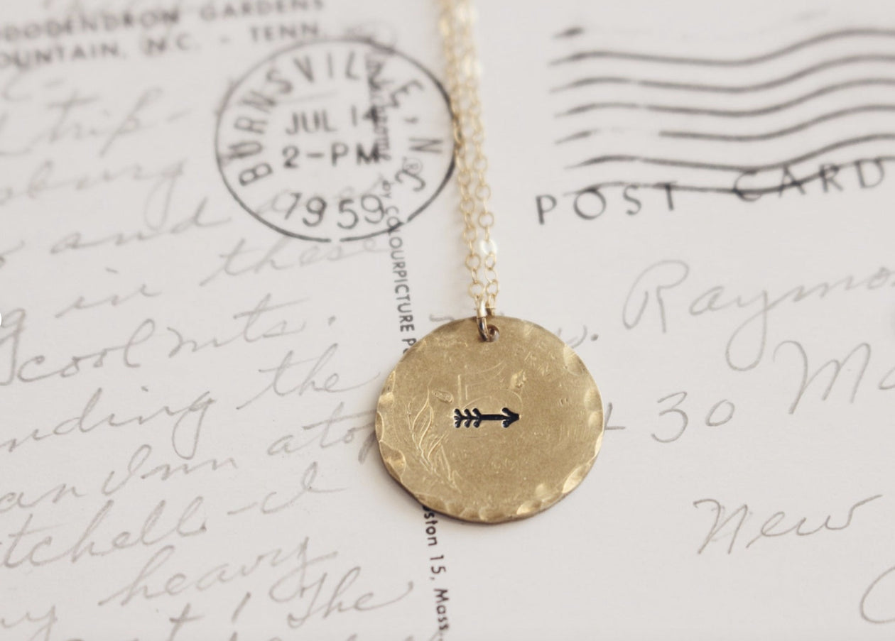 Arrow Stamped Coin Necklace