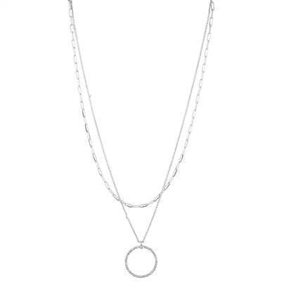 Double Chain Circle Necklace